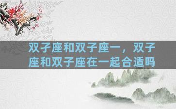 双孑座和双子座一，双子座和双子座在一起合适吗