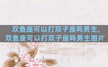 双鱼座可以打双子座吗男生,双鱼座可以打双子座吗男生图片