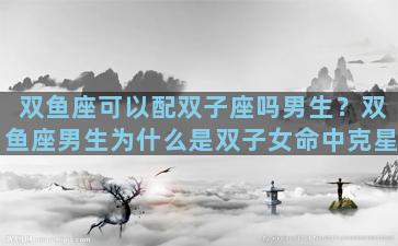 双鱼座可以配双子座吗男生？双鱼座男生为什么是双子女命中克星