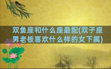 双鱼座和什么座最配(双子座男老板喜欢什么样的女下属)