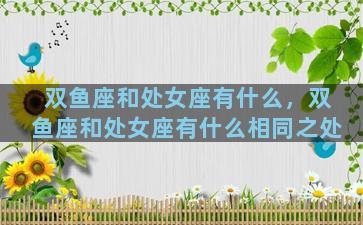 双鱼座和处女座有什么，双鱼座和处女座有什么相同之处
