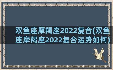 双鱼座摩羯座2022复合(双鱼座摩羯座2022复合运势如何)