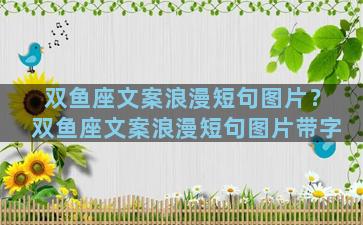 双鱼座文案浪漫短句图片？双鱼座文案浪漫短句图片带字