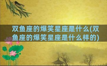 双鱼座的爆笑星座是什么(双鱼座的爆笑星座是什么样的)