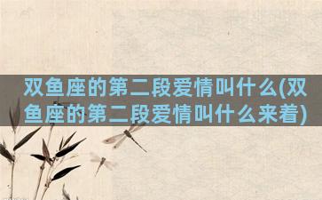 双鱼座的第二段爱情叫什么(双鱼座的第二段爱情叫什么来着)