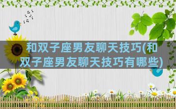 和双子座男友聊天技巧(和双子座男友聊天技巧有哪些)