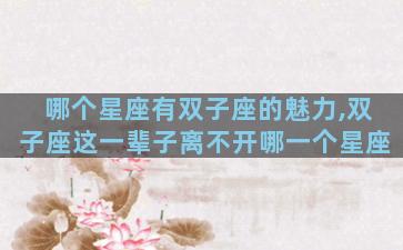 哪个星座有双子座的魅力,双子座这一辈子离不开哪一个星座