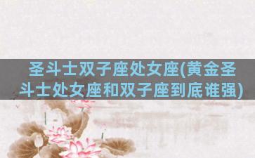圣斗士双子座处女座(黄金圣斗士处女座和双子座到底谁强)