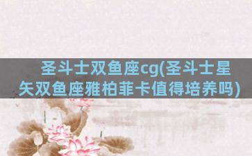 圣斗士双鱼座cg(圣斗士星矢双鱼座雅柏菲卡值得培养吗)