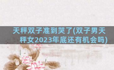天秤双子准到哭了(双子男天秤女2023年底还有机会吗)