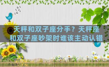 天秤和双子座分手？天秤座和双子座吵架时谁该主动认错