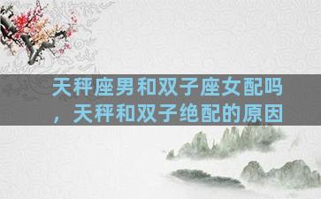 天秤座男和双子座女配吗，天秤和双子绝配的原因