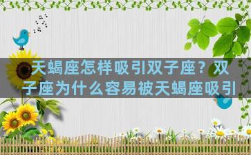 天蝎座怎样吸引双子座？双子座为什么容易被天蝎座吸引
