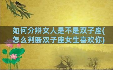 如何分辨女人是不是双子座(怎么判断双子座女生喜欢你)