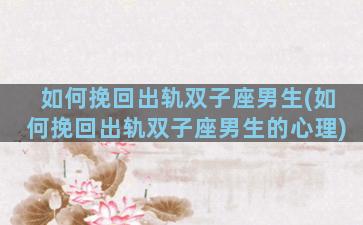 如何挽回出轨双子座男生(如何挽回出轨双子座男生的心理)