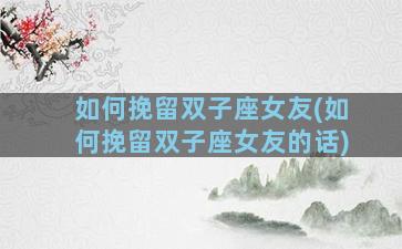 如何挽留双子座女友(如何挽留双子座女友的话)