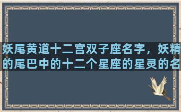 妖尾黄道十二宫双子座名字，妖精的尾巴中的十二个星座的星灵的名字及能力