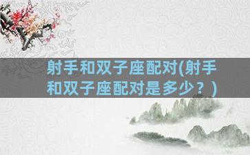 射手和双子座配对(射手和双子座配对是多少？)