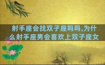 射手座会找双子座吗吗,为什么射手座男会喜欢上双子座女