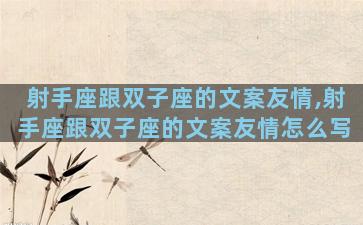 射手座跟双子座的文案友情,射手座跟双子座的文案友情怎么写