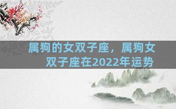 属狗的女双子座，属狗女双子座在2022年运势