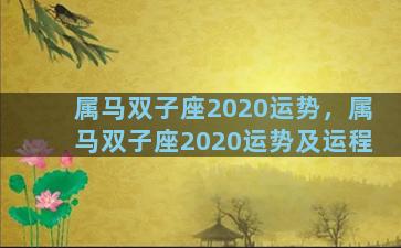 属马双子座2020运势，属马双子座2020运势及运程