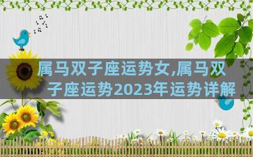 属马双子座运势女,属马双子座运势2023年运势详解