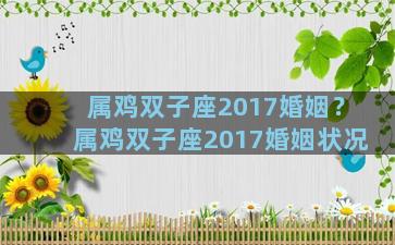 属鸡双子座2017婚姻？属鸡双子座2017婚姻状况