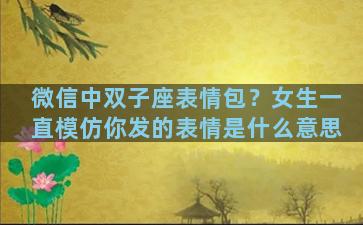 微信中双子座表情包？女生一直模仿你发的表情是什么意思