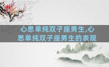 心思单纯双子座男生,心思单纯双子座男生的表现
