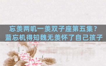 忘羡两叽一羡双子座第五集？蓝忘机得知魏无羡怀了自己孩子