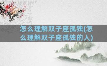 怎么理解双子座孤独(怎么理解双子座孤独的人)