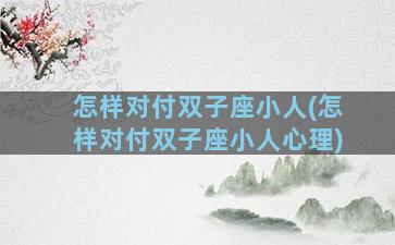 怎样对付双子座小人(怎样对付双子座小人心理)