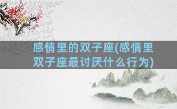 感情里的双子座(感情里双子座最讨厌什么行为)