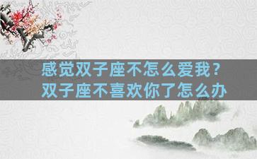感觉双子座不怎么爱我？双子座不喜欢你了怎么办