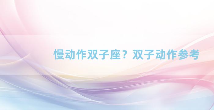 慢动作双子座？双子动作参考