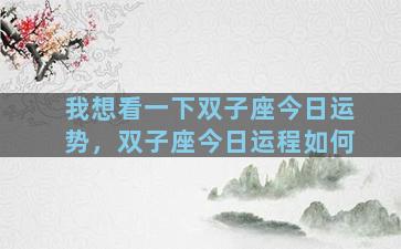 我想看一下双子座今日运势，双子座今日运程如何