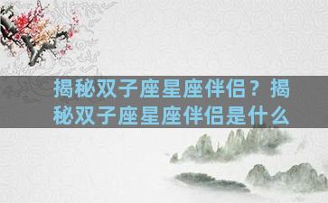 揭秘双子座星座伴侣？揭秘双子座星座伴侣是什么