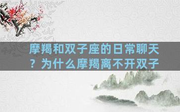 摩羯和双子座的日常聊天？为什么摩羯离不开双子