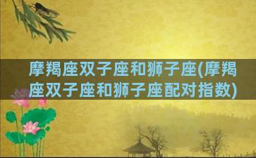 摩羯座双子座和狮子座(摩羯座双子座和狮子座配对指数)