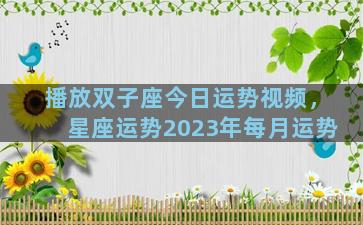 播放双子座今日运势视频，星座运势2023年每月运势
