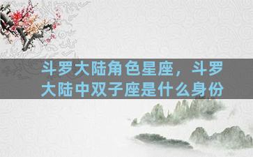 斗罗大陆角色星座，斗罗大陆中双子座是什么身份