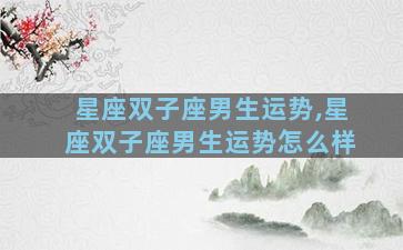 星座双子座男生运势,星座双子座男生运势怎么样