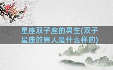 星座双子座的男生(双子星座的男人是什么样的)