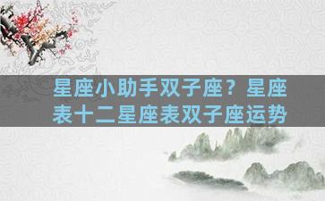 星座小助手双子座？星座表十二星座表双子座运势