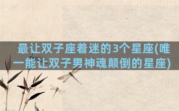 最让双子座着迷的3个星座(唯一能让双子男神魂颠倒的星座)