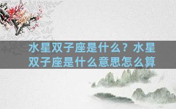 水星双子座是什么？水星双子座是什么意思怎么算