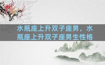 水瓶座上升双子座男，水瓶座上升双子座男生性格