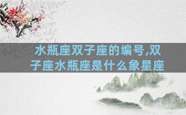 水瓶座双子座的编号,双子座水瓶座是什么象星座