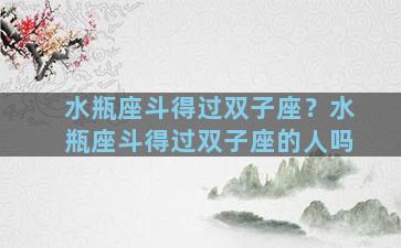 水瓶座斗得过双子座？水瓶座斗得过双子座的人吗